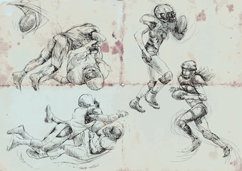 American football - hand drawings into vector collection