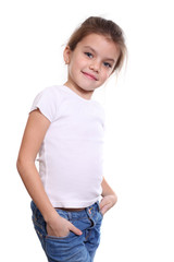 Obraz premium portrait of pretty little girl in blue jean