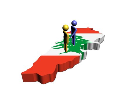 Meeting on Lebanon map flag illustration