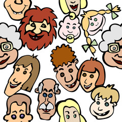 Seamless texture with smiling faces
