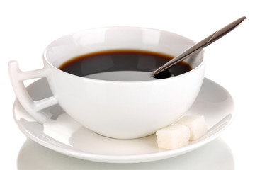 A cup of strong coffee isolated on white