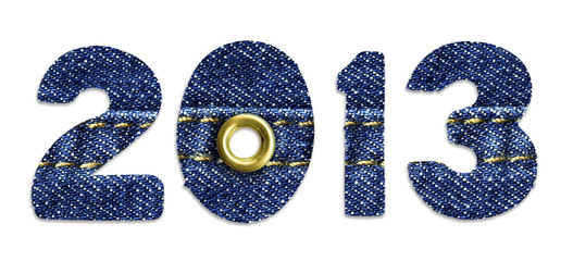 The New Year 2013 - blue jeans fonts, isolated