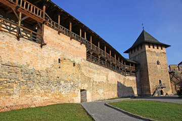 Fototapeta na wymiar Wall of Medieval Ljubart fortress in Lutsk city, Ukraine