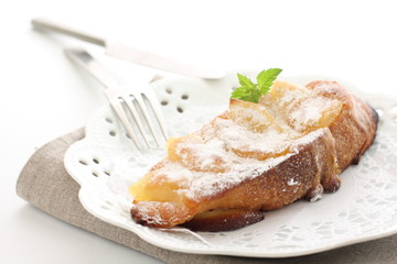 french toast of baked apple for gourmet breakfast image