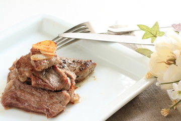 gourmet steak and garlic