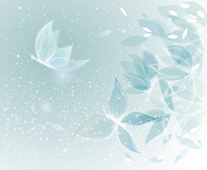 Winter Leaves like Snow Butterflies / Surreal sketch