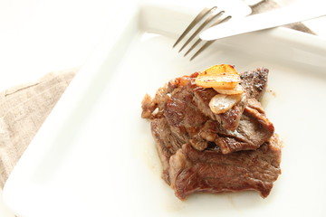 gourmet steak and garlic