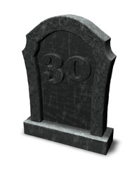 number thirty on gravestone