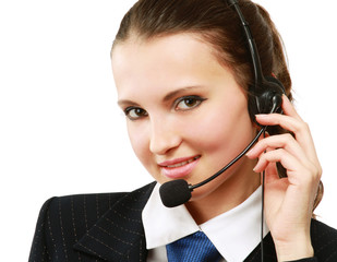 Young beautiful woman with headset