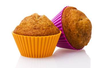 Lemon yogurt muffins isolated on white background