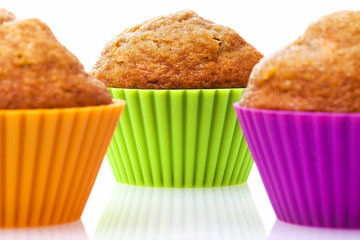 Lemon yogurt muffins isolated on white background