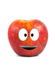 Funny fruit character Red Apple on white background