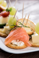Different Crackers on a plate