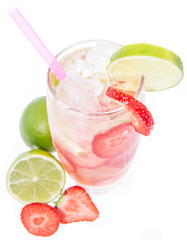 Strawberry Caipirinha isolated on white