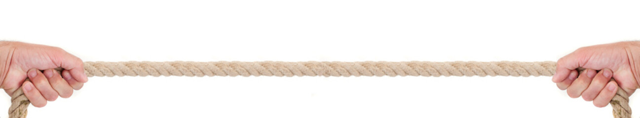 Hands pulling rope