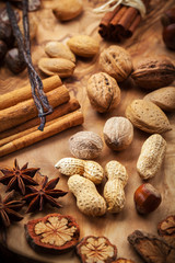 Spices and nuts for Christmas