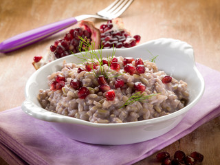 risotto with pomegranate, vegetarian food