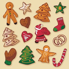 Christmas Gingerbread Cookies Set