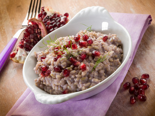 risotto with pomegranate, vegetarian food