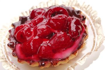 Raspberry cake in jelly