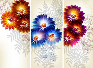 Collection of flower vector backgrounds