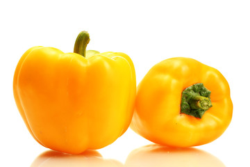 fresh yellow bell peppers isolated on white