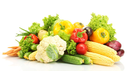 Fresh vegetables isolated on white