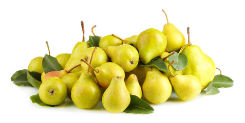 Juicy flavorful pears hill isolated on white