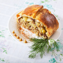 Baked cabbage piece of pie