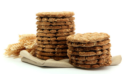 tasty crispbread and ears, isolated on white