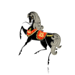 Decorative beautiful horse Khokhloma