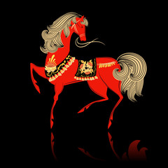 Decorative beautiful horse Khokhloma