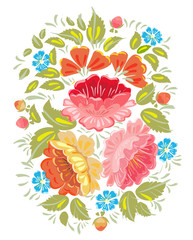 Flower ornamet style Khokhloma