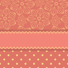 Pink card template with stripe and pattern