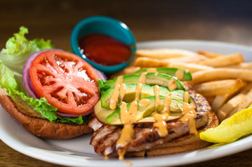 Avocado chicken burger