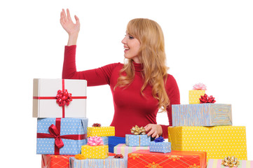 woman and gift boxes