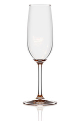 Empty flute glass isolated on white