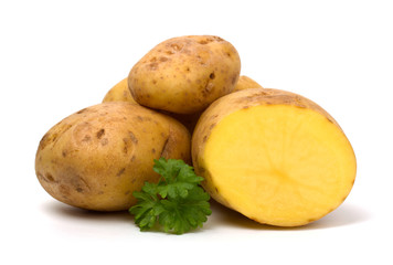 potatoes isolated on white background.