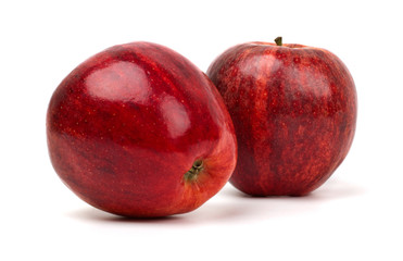 Red apples isolated on white background.