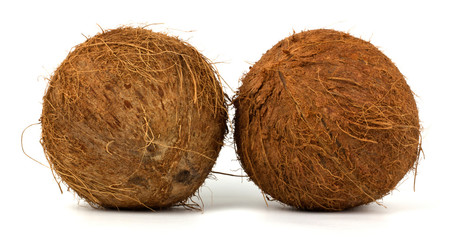 Two coconut isolated on white.