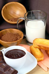 Primo mattino con plum cake,latte e cioccolata