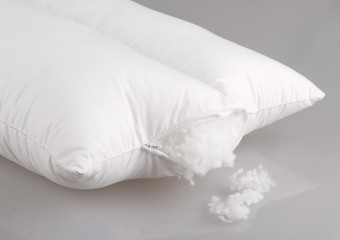 hygiene white pillow display cotton wool inside
