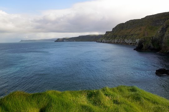 View over ocean from Carrick-a-rede island in Northern Ireland.