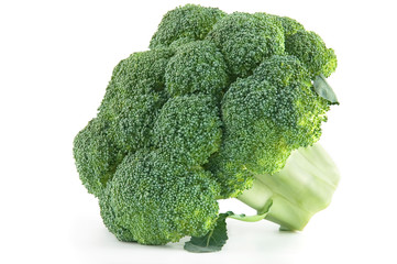 Fresh raw broccoli over white background