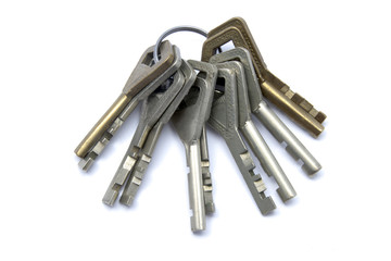 Bunch of keys isolated on white