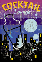 Cocktail lounge promotional design, free copy space, grungy vint