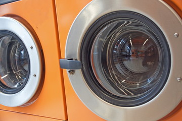 automatic washing machines in a laundromat