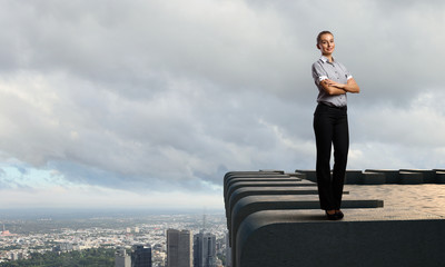 Businesswoman and cityscape