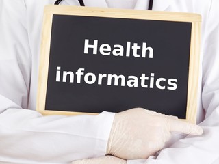 Doctor shows information: health informatics