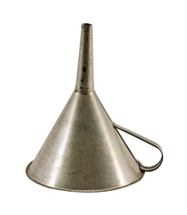 retro metal funnel hopper tool isolated on white